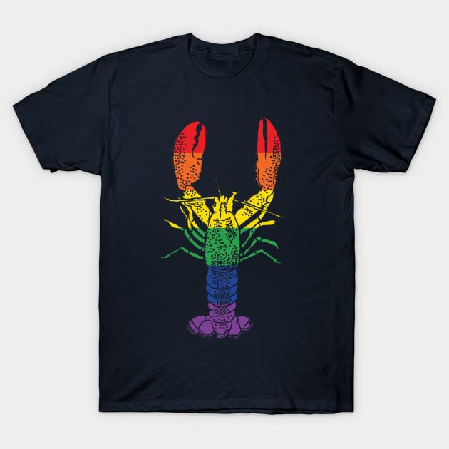 Rainbow Striped Gay Pride Lobster T-Shirt by Alissa Carin